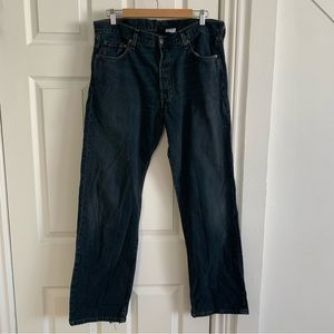 Levi’s Black Denim Distressed Button Fly Jeans (36x32)